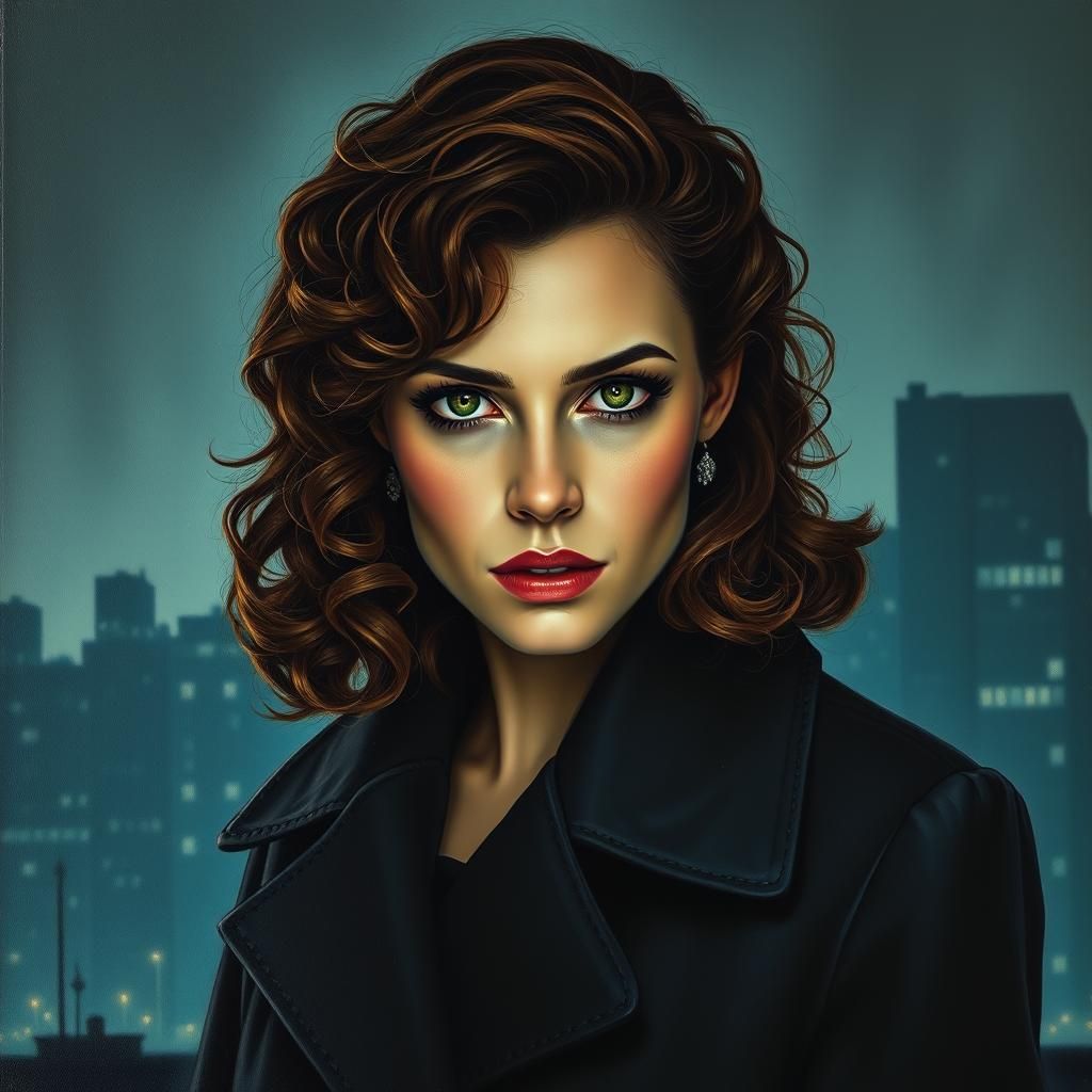 Brooding Woman in Cityscape Impasto Portrait