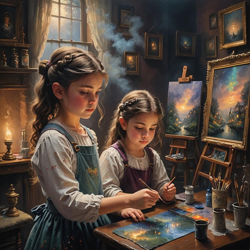 Ethereal Portrait: Little Girl in Her Home Studio