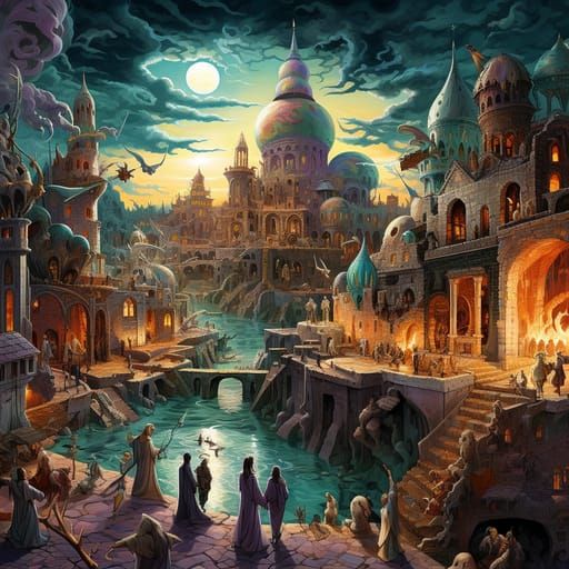 Lucifer's City HD Wallpaper Art in Metallic Etherialism