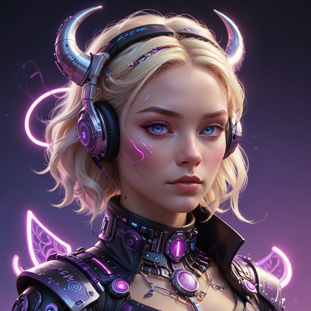 Ethereal Queen in Futuristic Regalia with Whimsical Touches