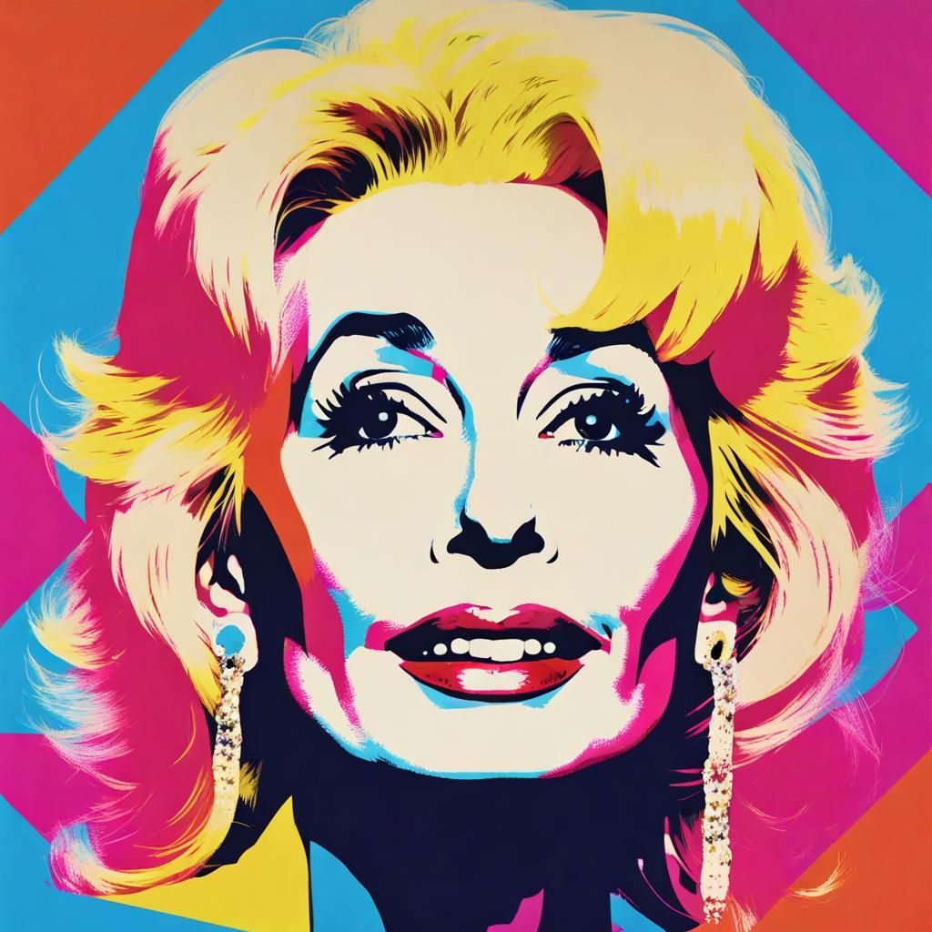 Dolly Parton Pop Art Portrait in Warhol Style