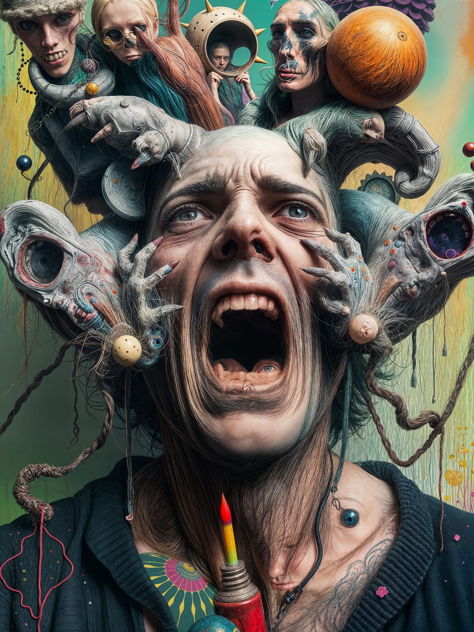 Tormented Figure Unravels Reality in Vibrant, Surreal Landsc...