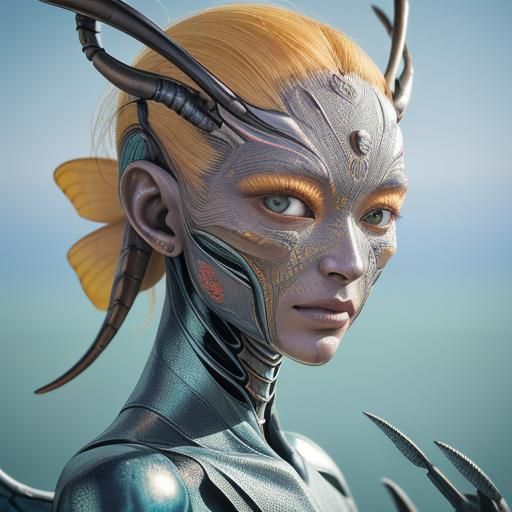 Macro Insectoid Portrait of an Alien Woman