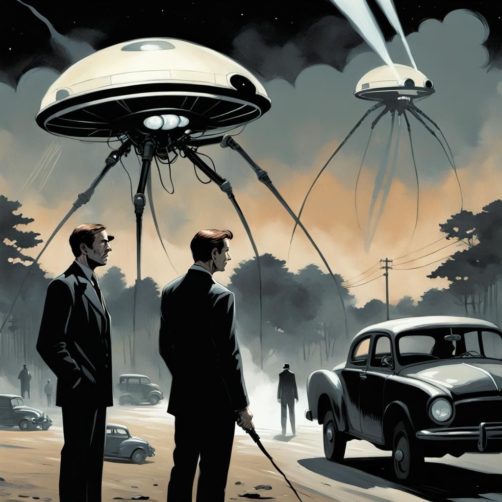 War of the Worlds in Comic Noir Style