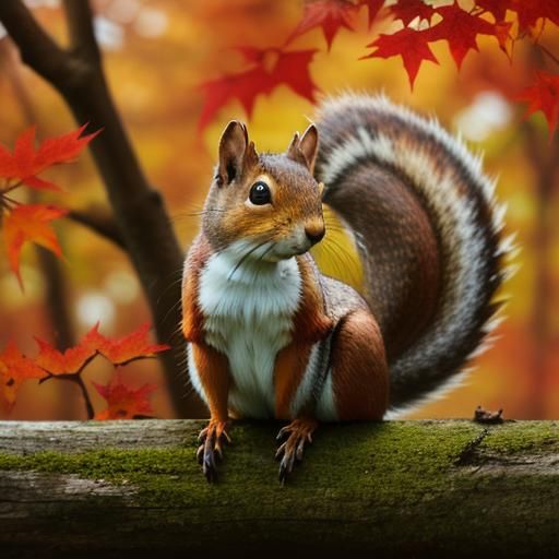 Squirrels in Autumn: High-Definition Wildlife Scene