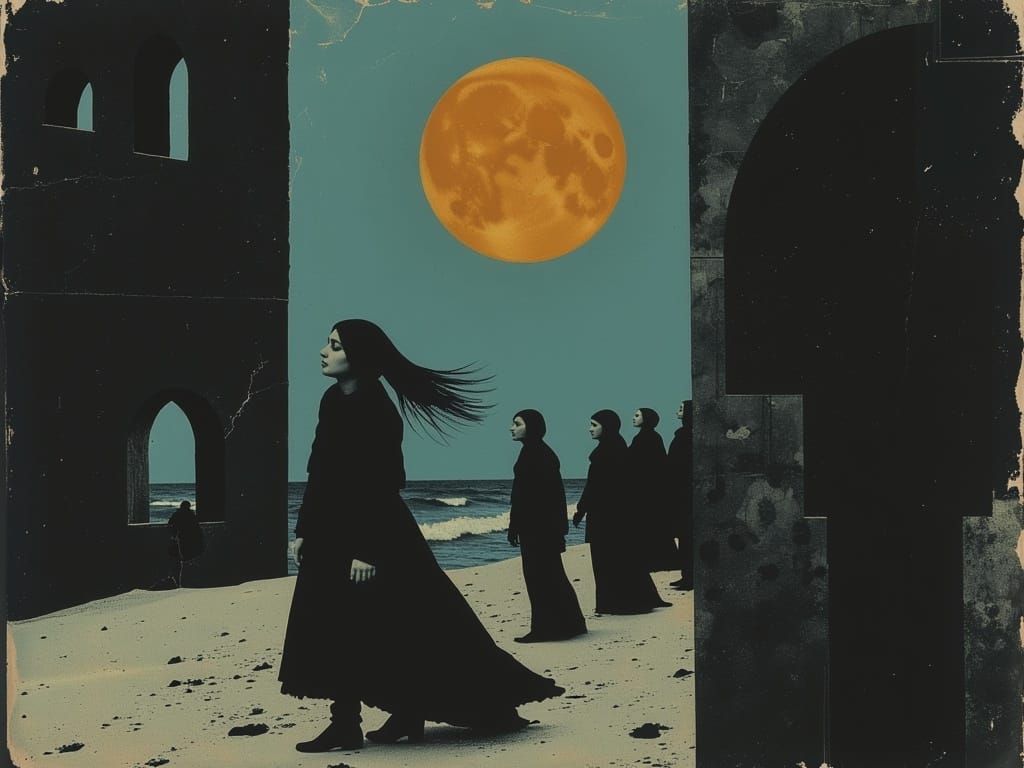 Ethereal Woman's Dance in Dystopian Dreamscape