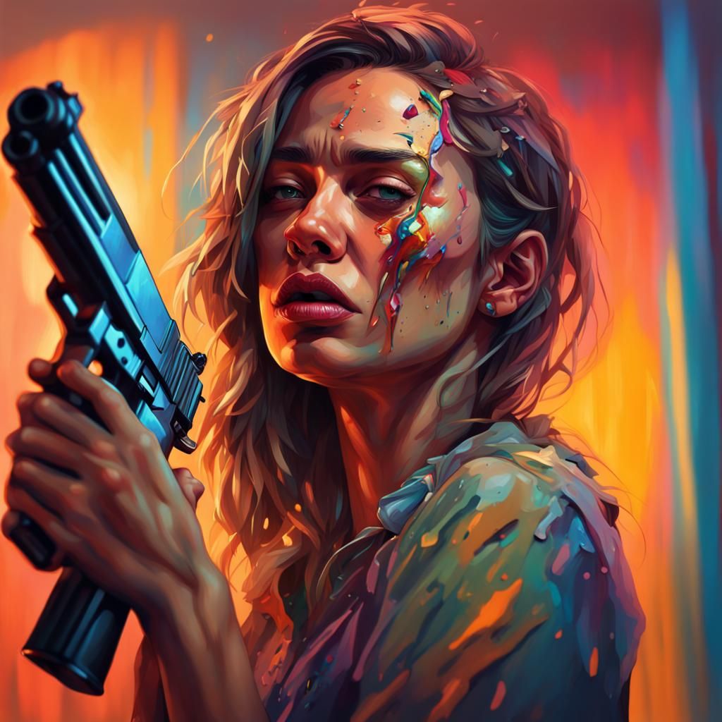 Woman's Reflection: Hyperrealistic Portrait of Despair