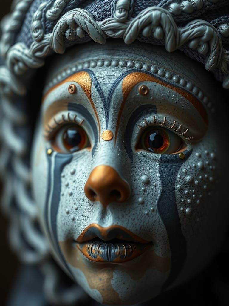 Steampunk Googly-Eyed Plush Toy, Expressive Macro Photograph