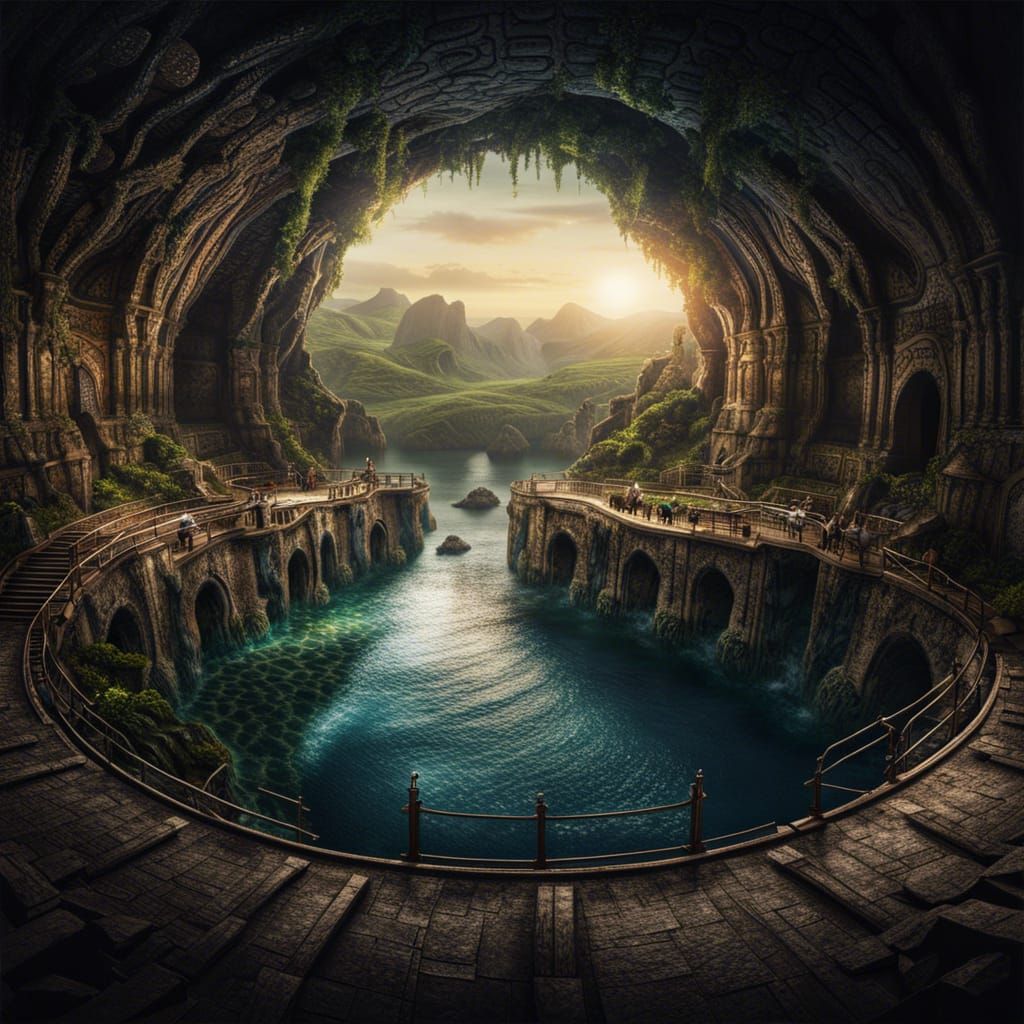 Hyperrealistic Island Borders Ring in Underground Art