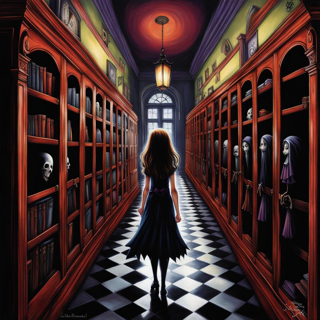 Haunted School Hallway Digital Collage