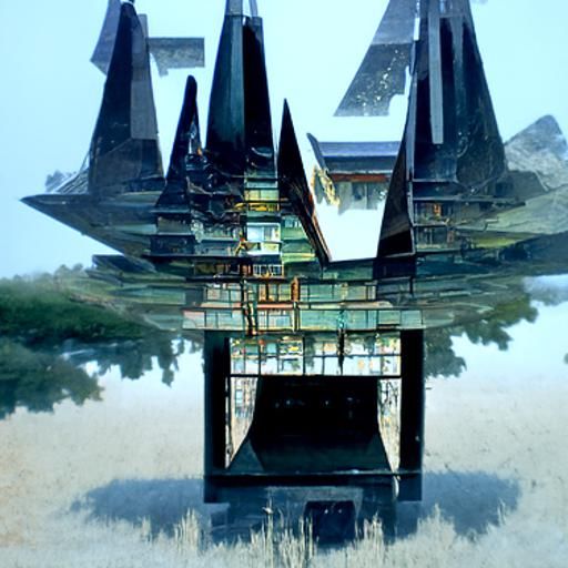 Astral Floating Pyramid in Ukiyo-e Style