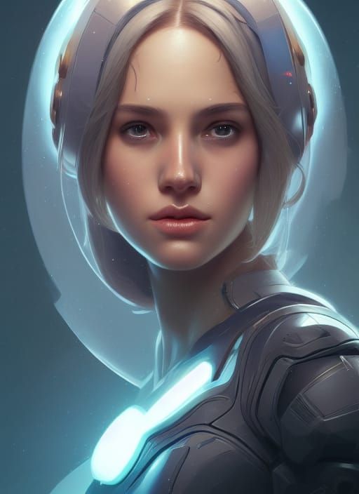 Cute Sci-Fi Girl Portrait in Cyberpunk 2099 Style