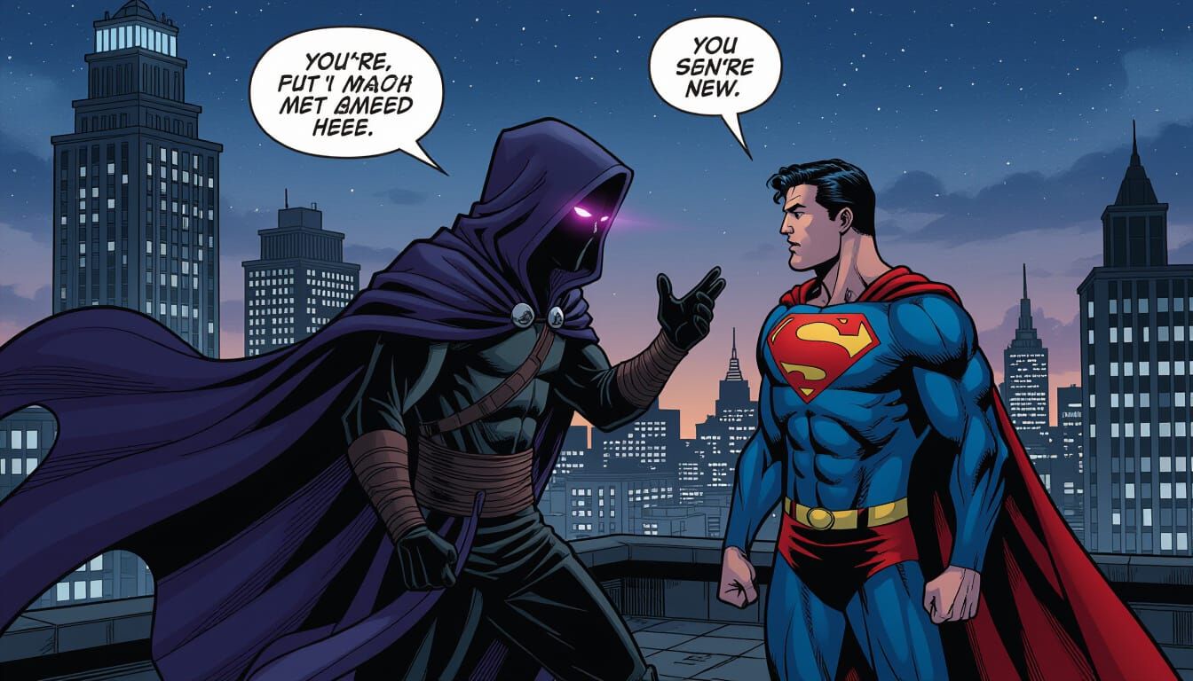 Ninja Warrior Argues with Superman in Metropolis