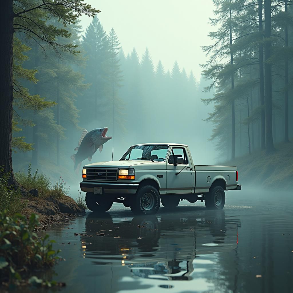 Ford F250 and Giant Catfish at Serene Lake