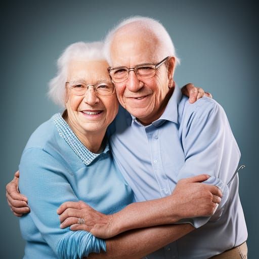 Elderly Couple in Love: Professional Color Portrait
