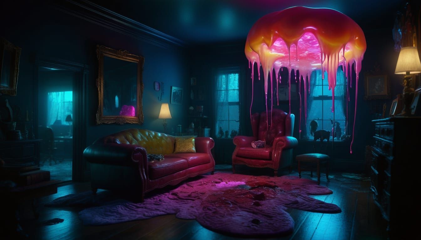 Unsettling Slime Landscape in Deep Vibrant Colors