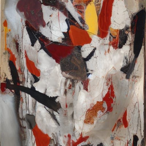 Abstract Mixed-Media Art Inspired by Julian Schnabel