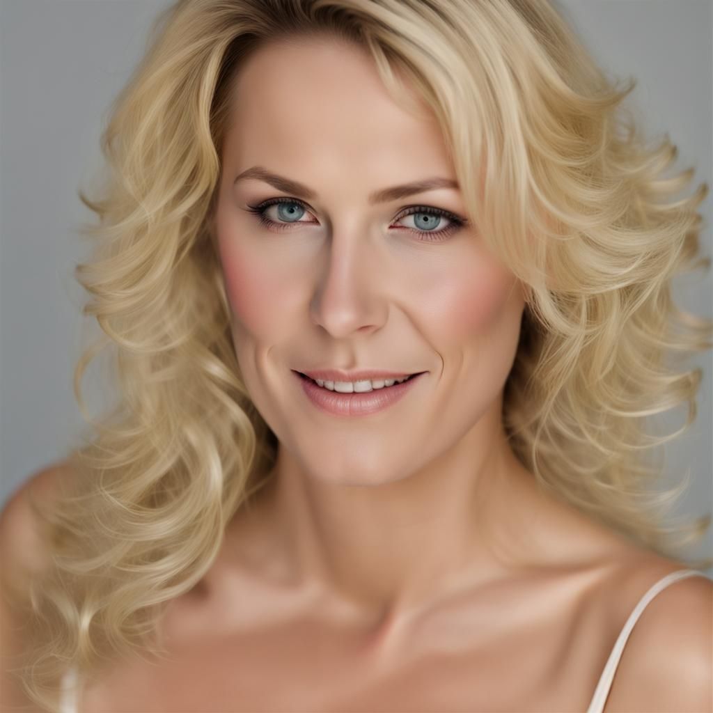 Attractive Voluptuous Blonde Woman Portrait