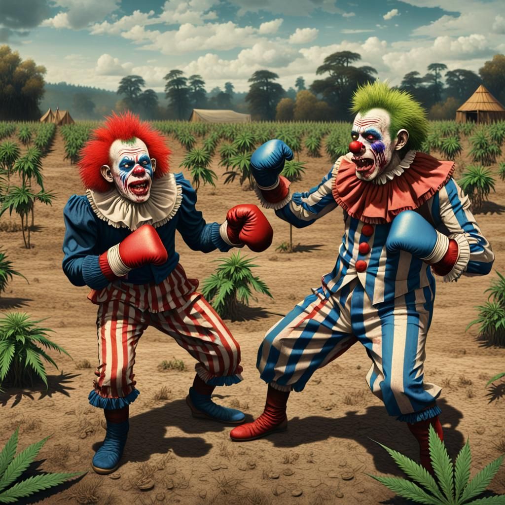 Zombie Monkey Clown Boxing Match in Colonial Style