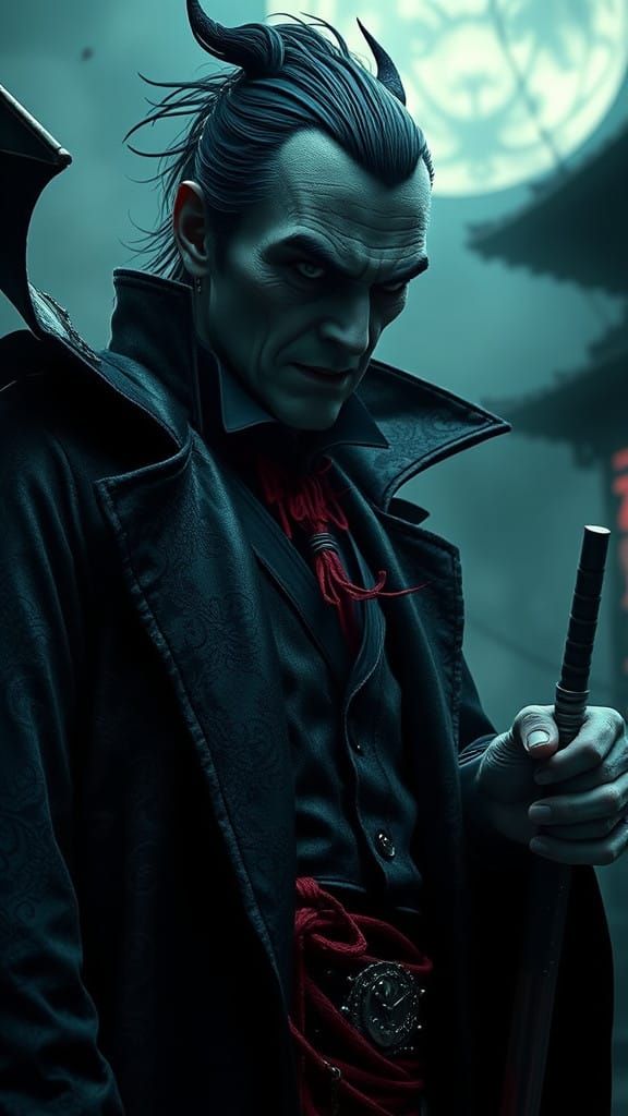 Hyper-Realistic Dracula Yakuza in Epic Cinematic Style