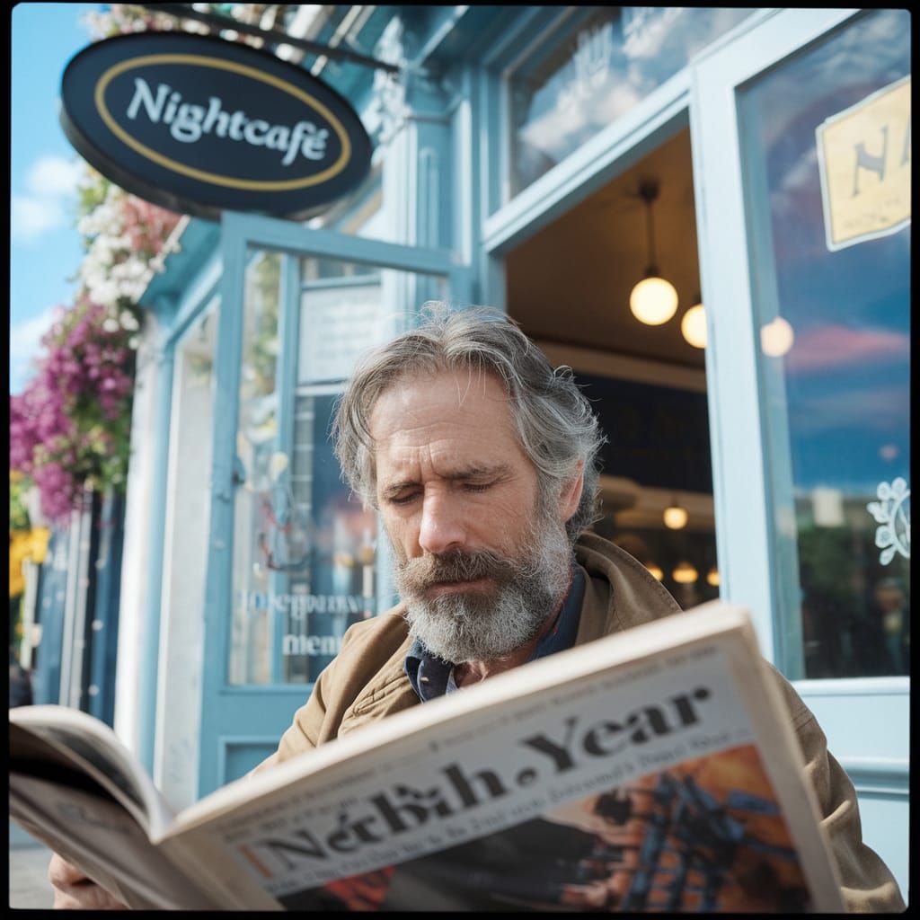 Geologist at Nightcafé Reads '1 Year' Newspaper
