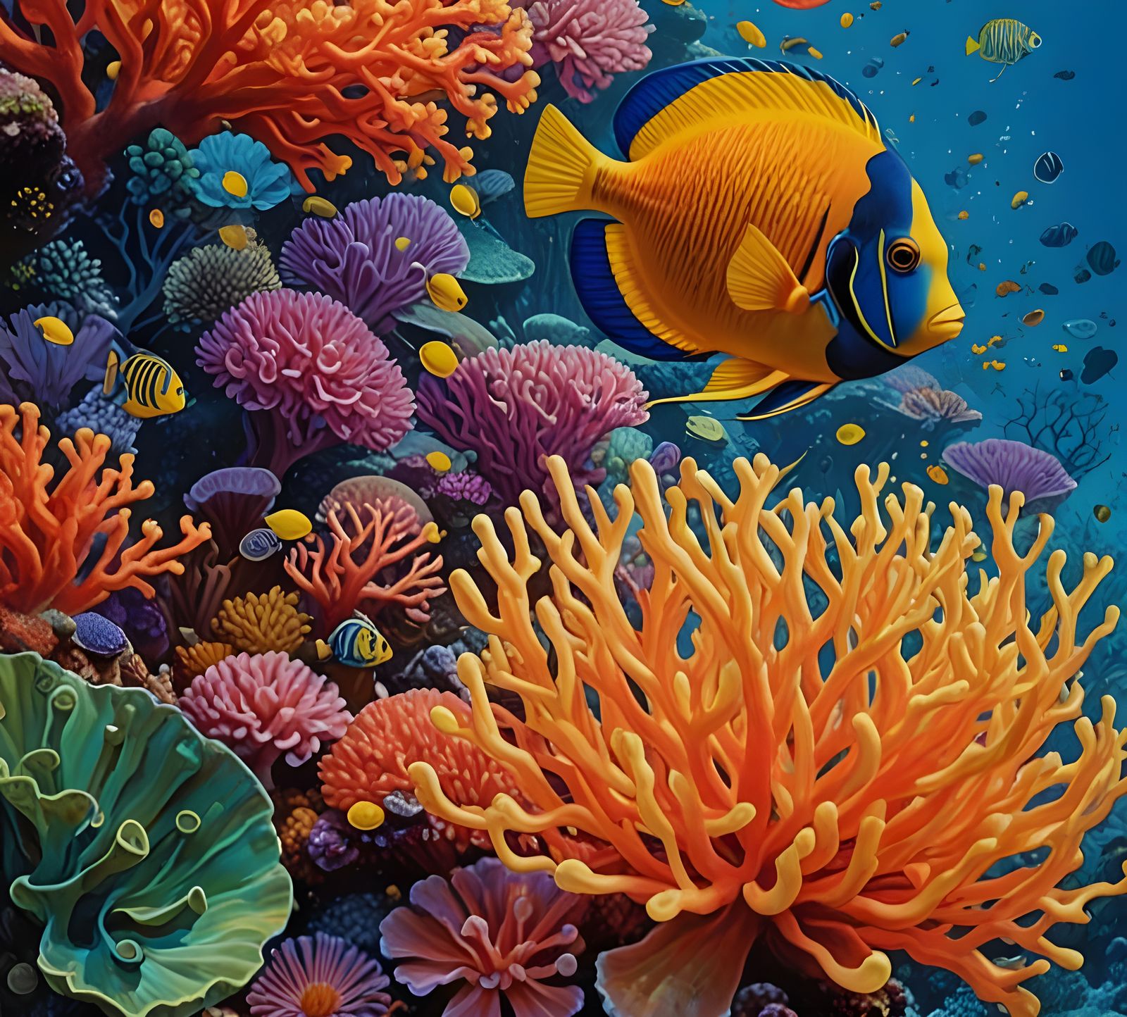 Vibrant Coral Reef Ecosystem with Tropical Fish