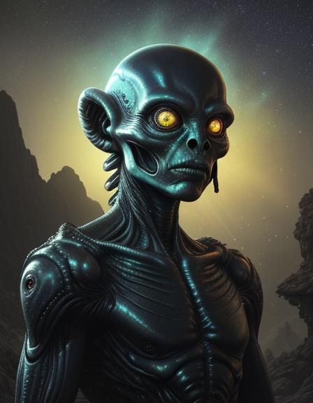 Hyper-Realistic Alien Portrait in Digital Art Style