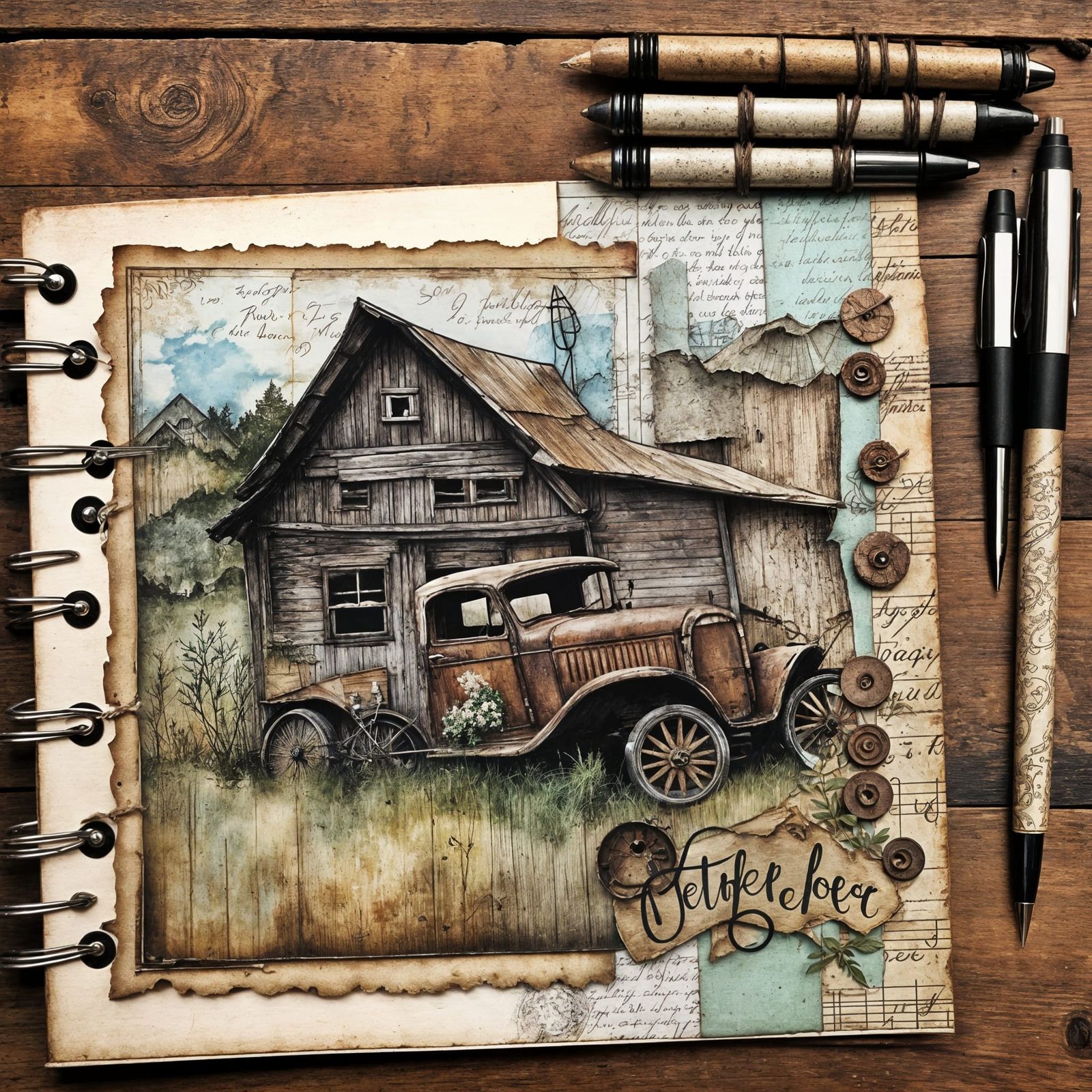Rustic Scrapbook Page in Mixed-Media Style