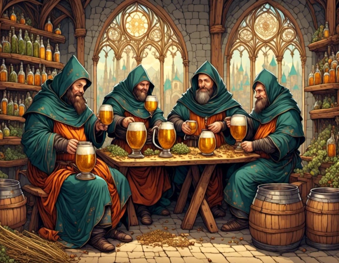 medieval monks brewing beer