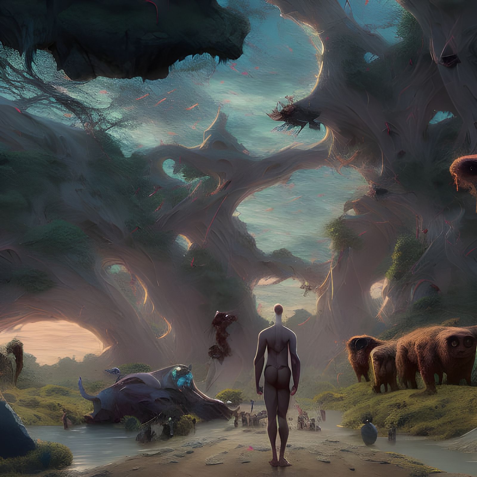 Hyperrealistic Evolved Human in Ornate Setting