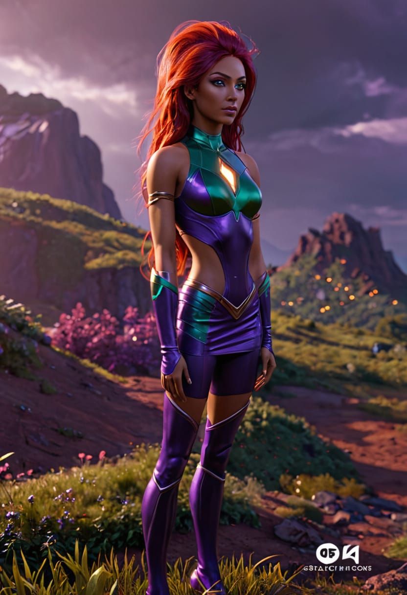 Starfire on Alien Planet in Digital Art Style