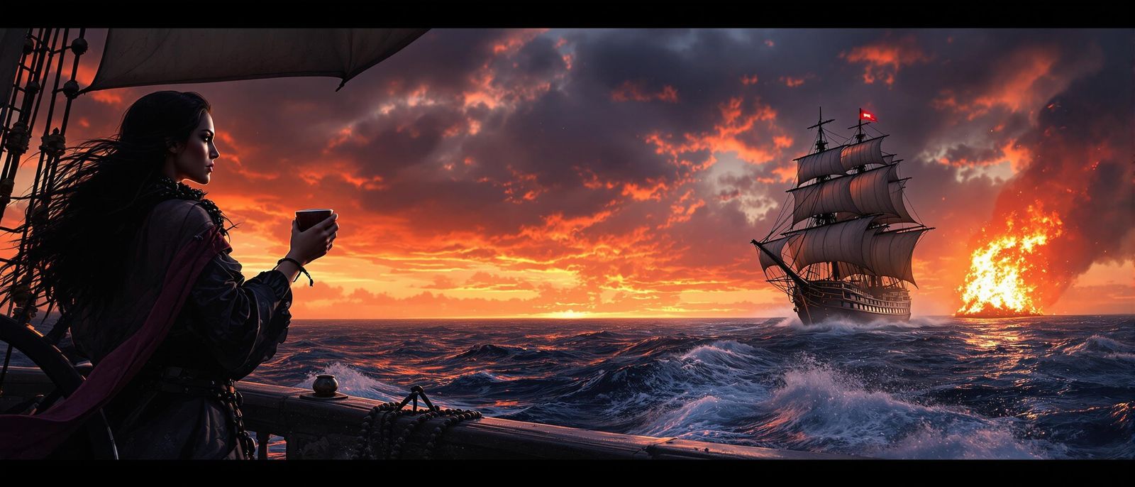 Pirate Captain Maverick Blackwood's Sunset Victory