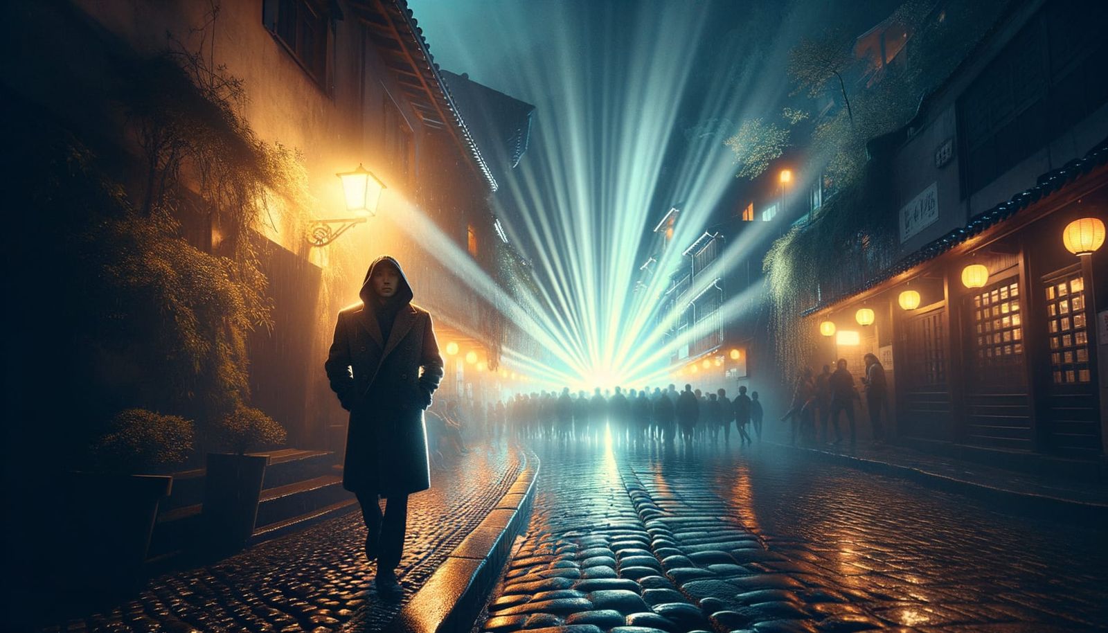 'Neath the halo of a street lamp, I turned my collar to the ...