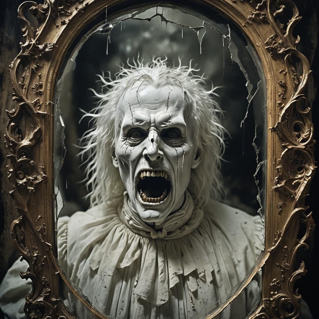 Silent Scream in Broken Mirror: Goth-Inspired Photography