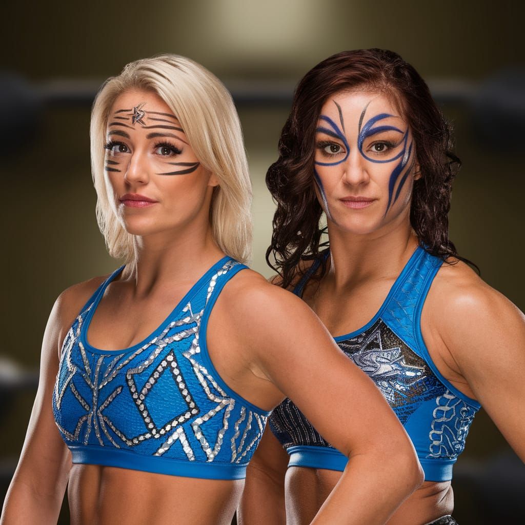 Empowered Female Wrestlers in Studio Light