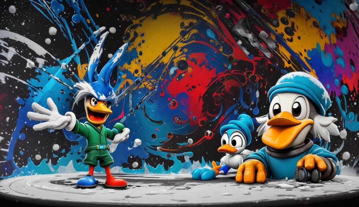 Donald Duck in Steampunk Snow Globe Graffiti