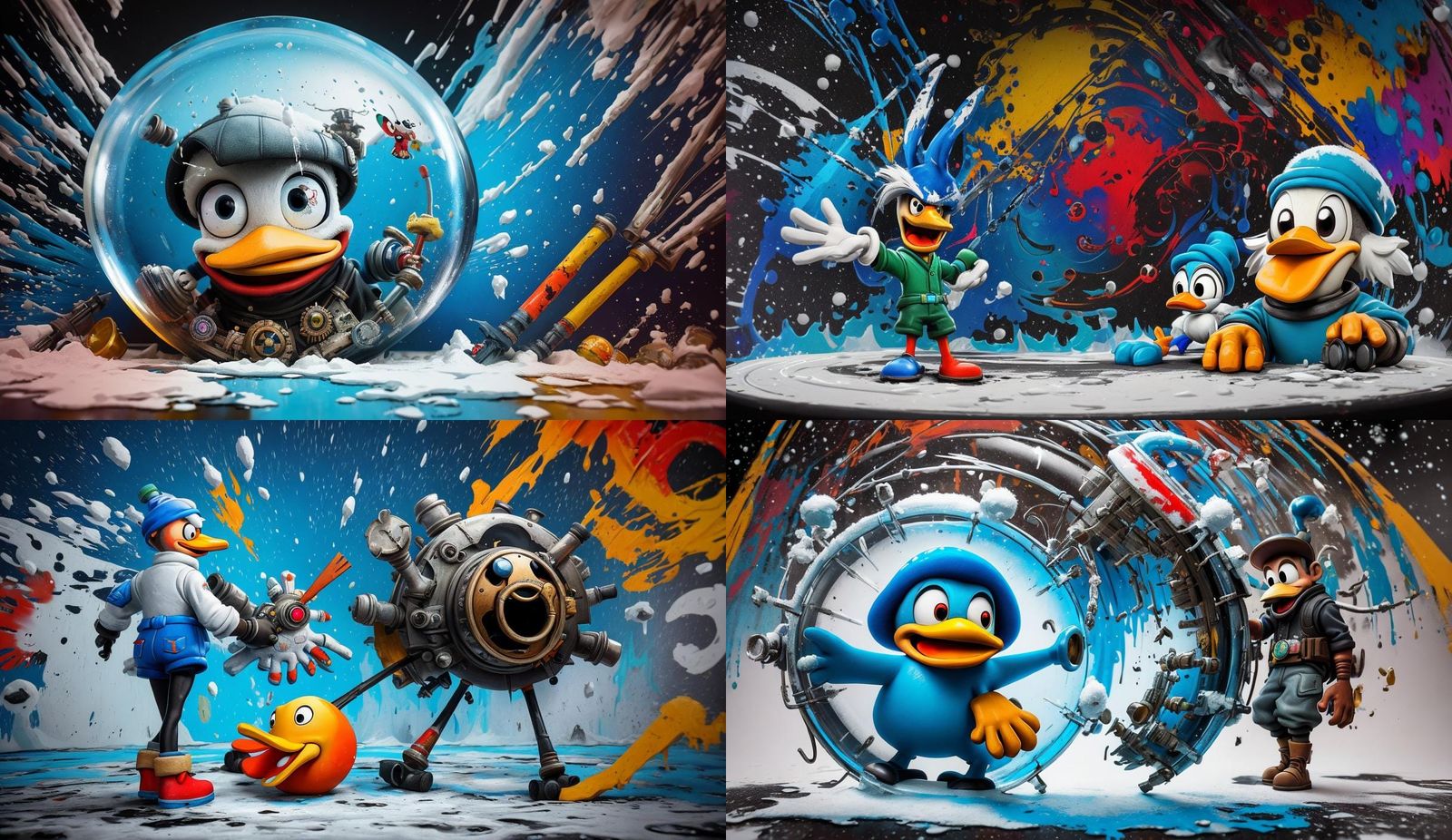 Donald Duck Steampunk Snow Globe Graffiti Art