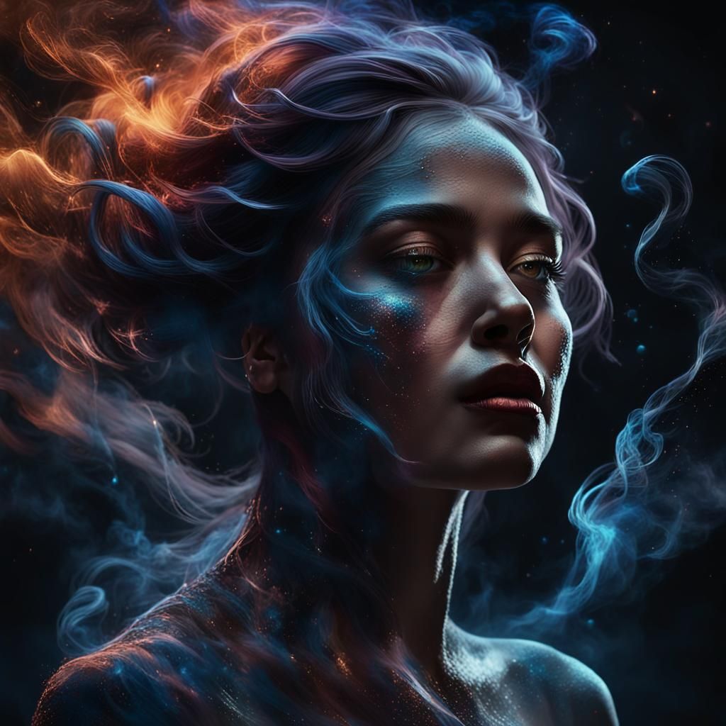 Shadow Woman with Starry Eyes: Fantasy Concept Art
