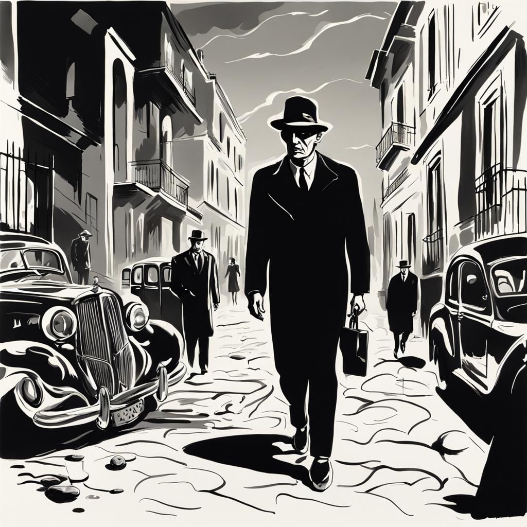 Surreal French Noir Scene in Salvador Dalí Style