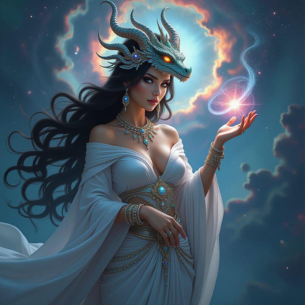 Serpentine Dragon Goddess with Celestial Energy