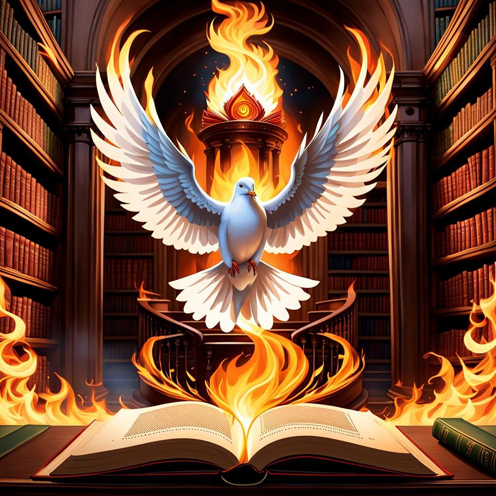 Dove of Fire Ascending from Book