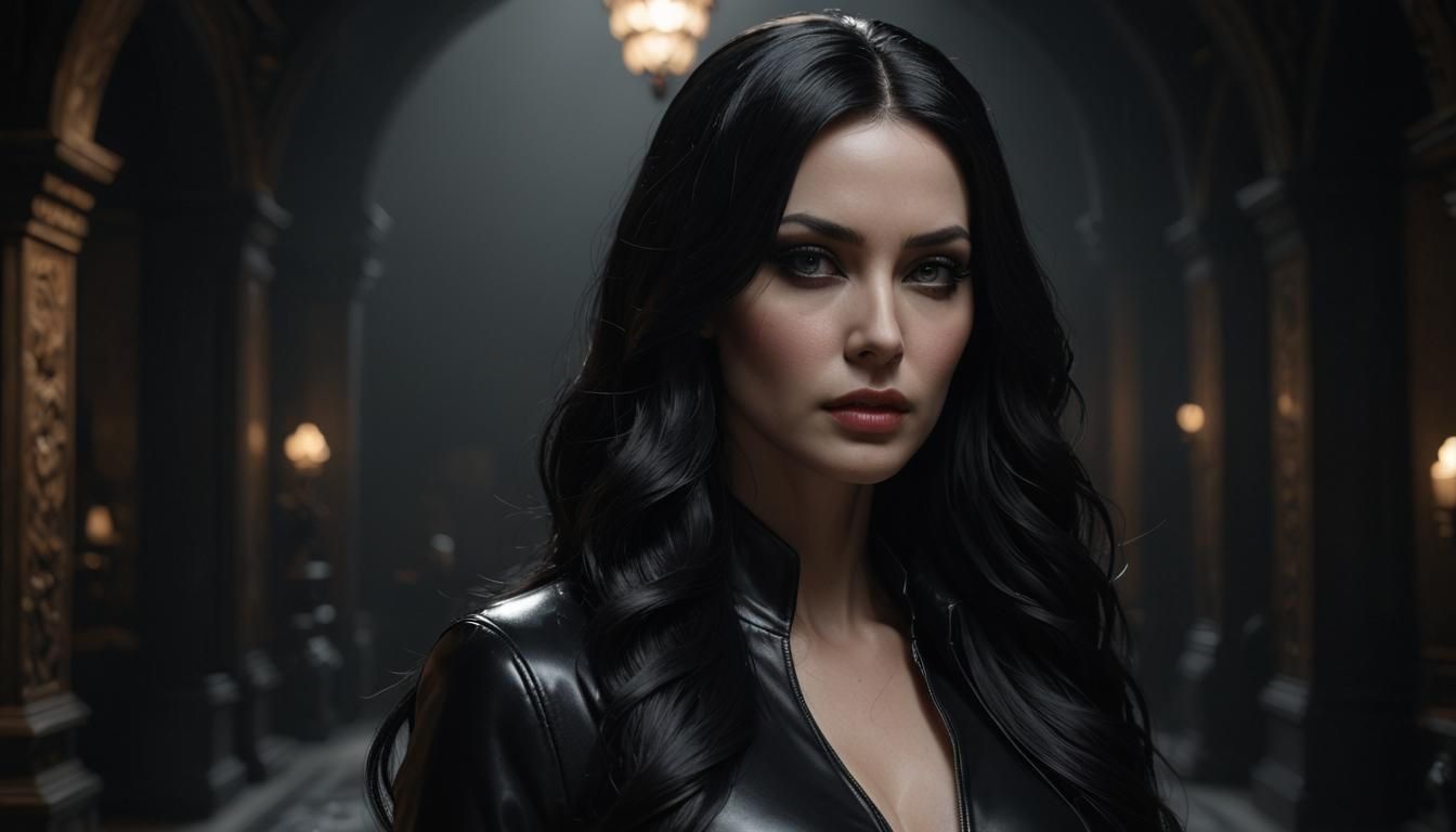 Noir Lady in Vinyl: Photorealistic CGI Masterpiece