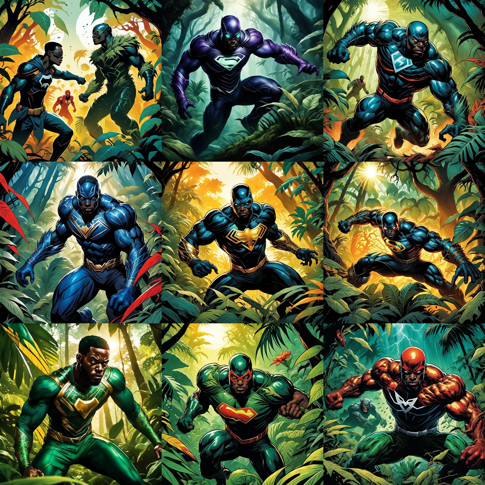 Black Superhero Battles Jungle Monster