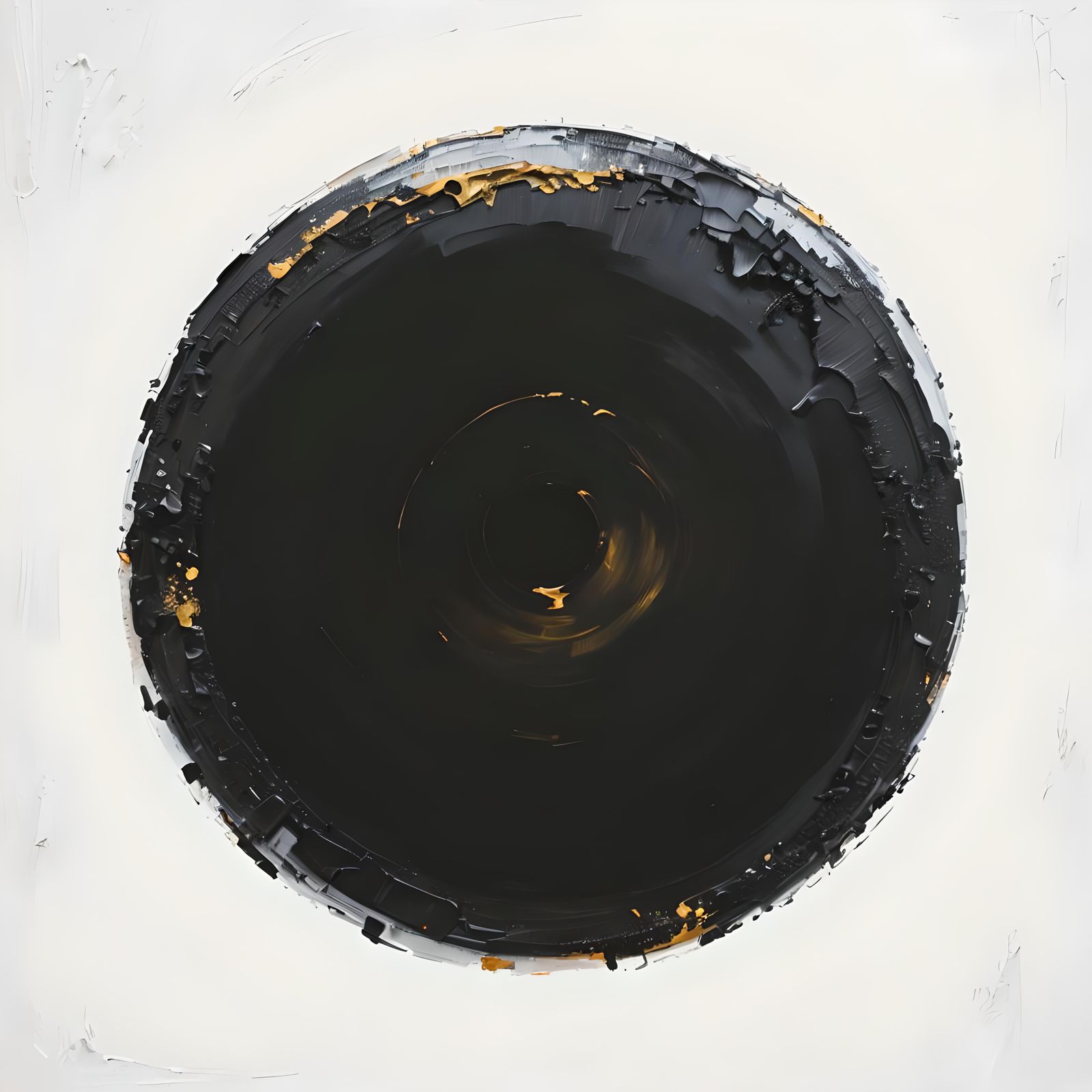 Abstract Black Circle in Expressionist Impasto Style