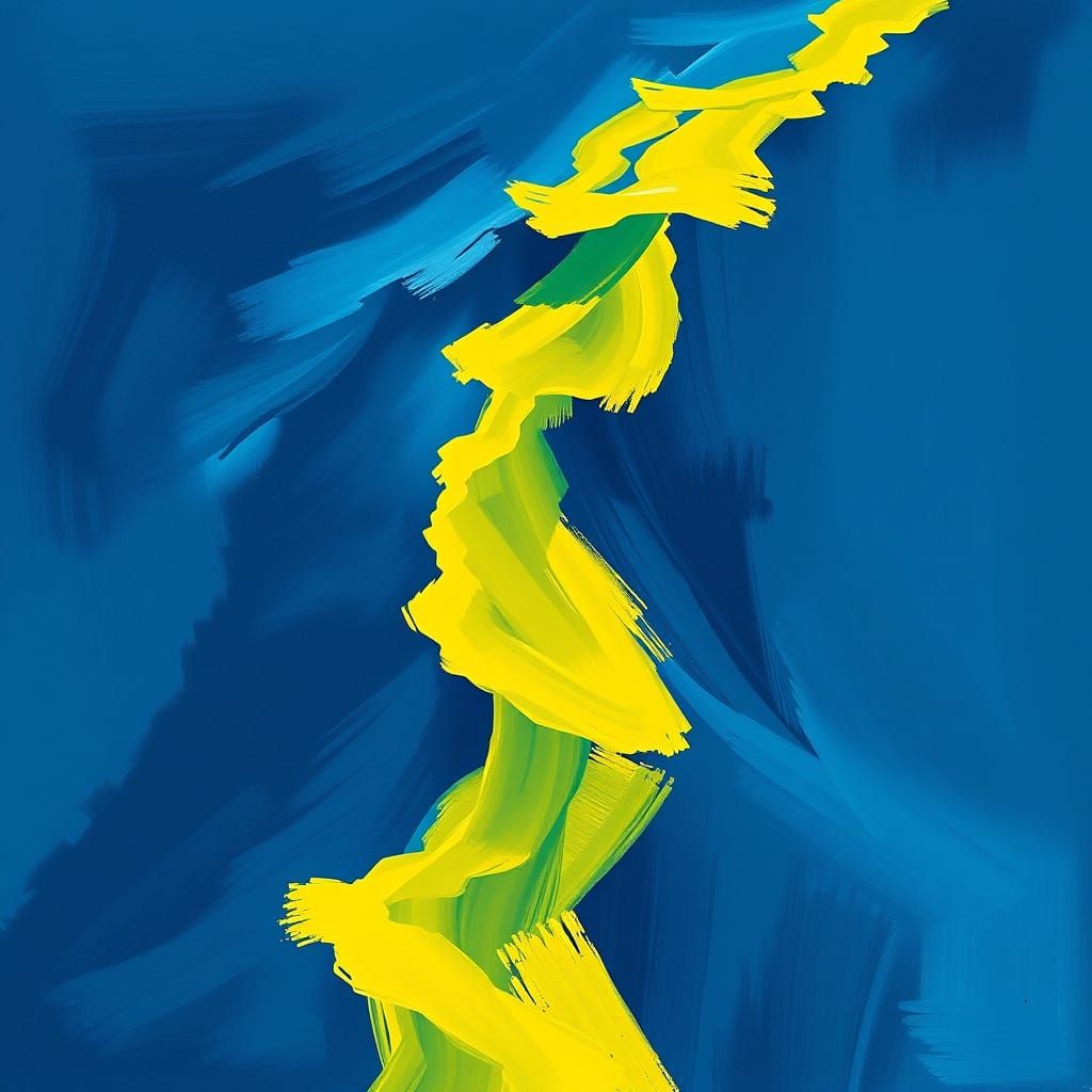 Calm Dark Blue Waves in Abstract Expressionist Style