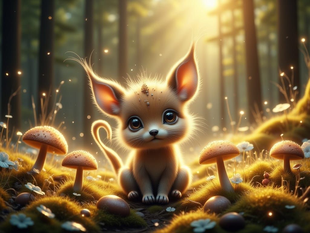 Whimsical Forest Creature in Hyperrealistic Style