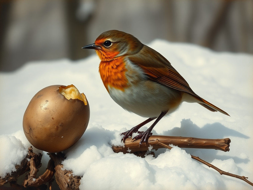 Hermit Thrush in Snow: Academic Art Deco