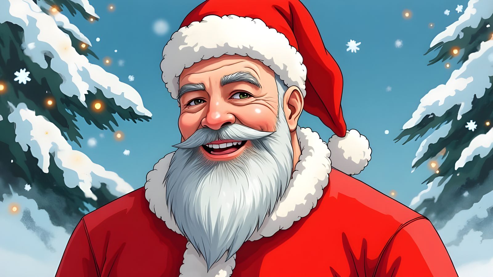 Santa Claus in Vibrant Watercolor Style