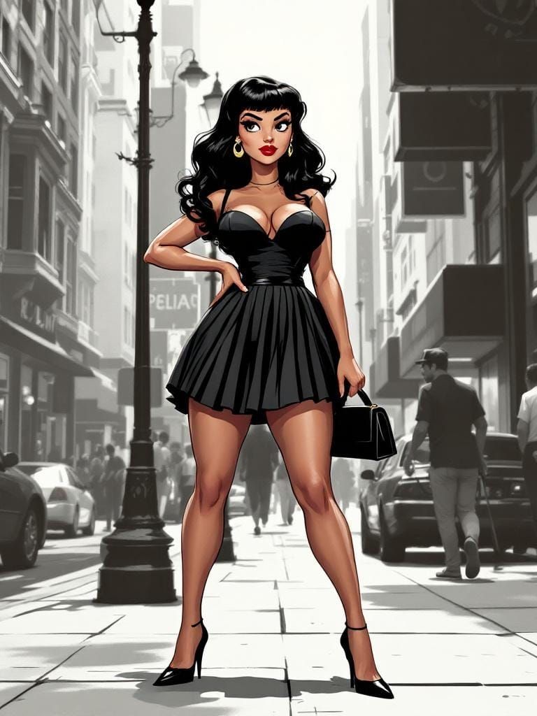 Animated Pin-Up Girl in Polynesian Tiki Style