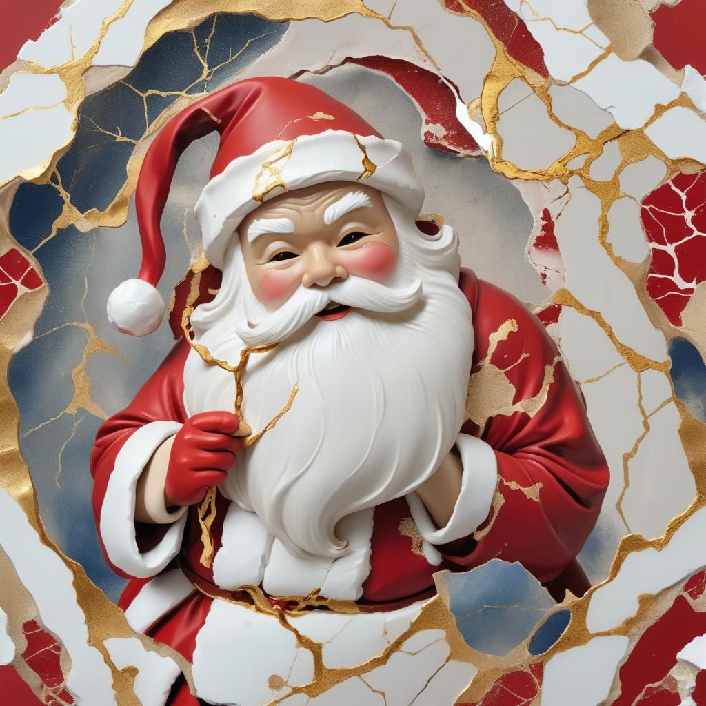 Santa Claus in Kintsugi Style